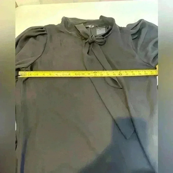 NWT - Allegra K Sheer Black Blouse w/gold button accents and bow (Size XL) - Picture 9 of 12